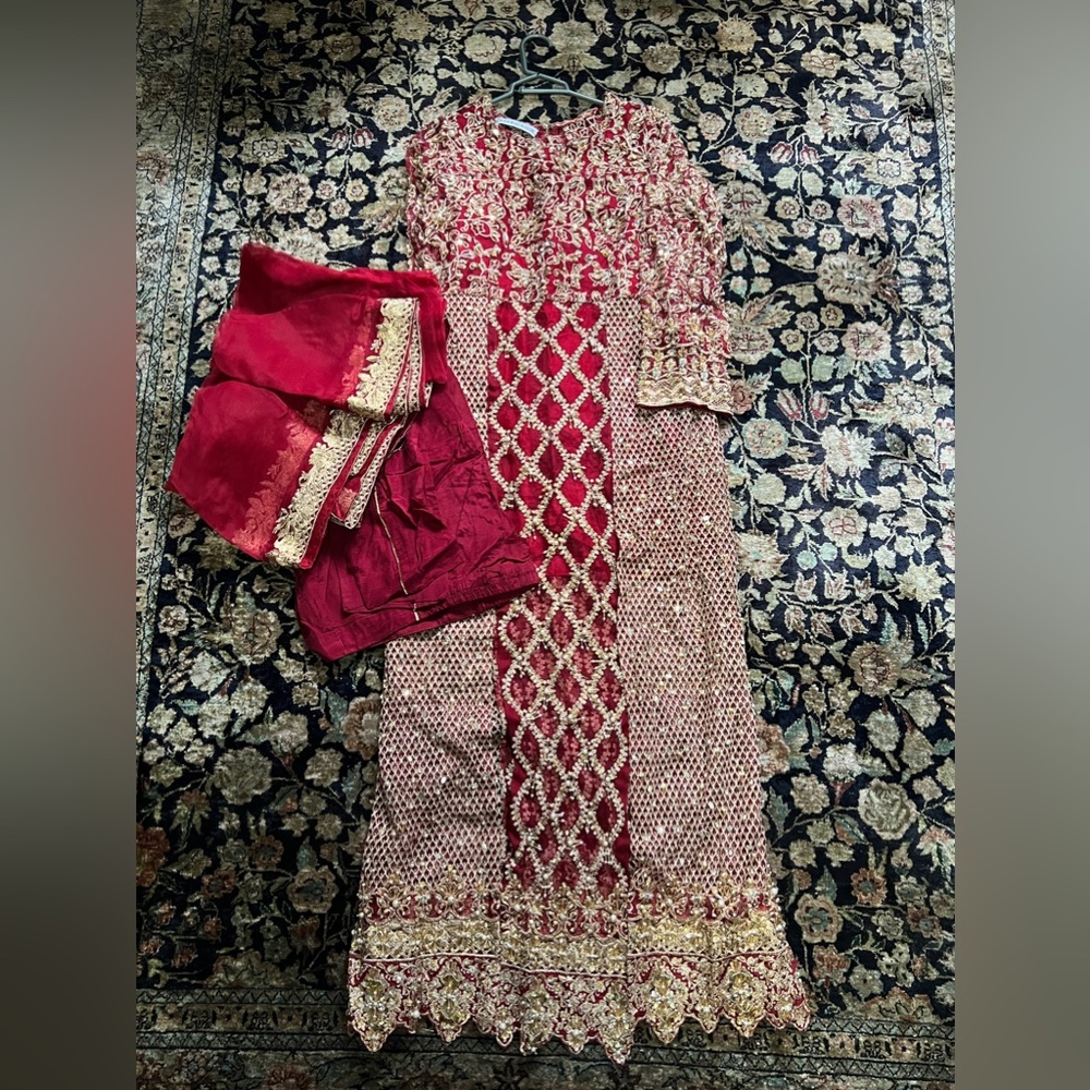 Kanwal Malik 3 piece stitched raw silk heavy suit